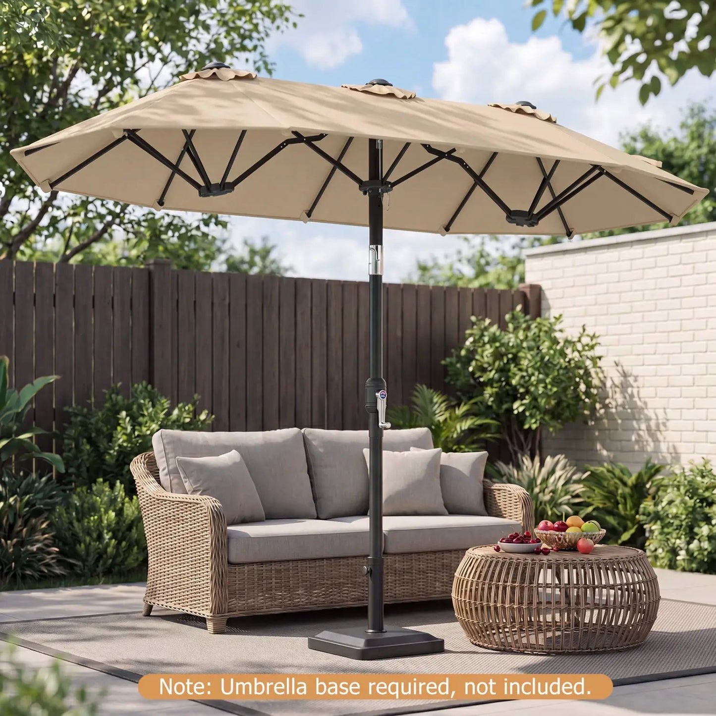 Double Sided Patio Umbrella Adjustable Tilt Crank
