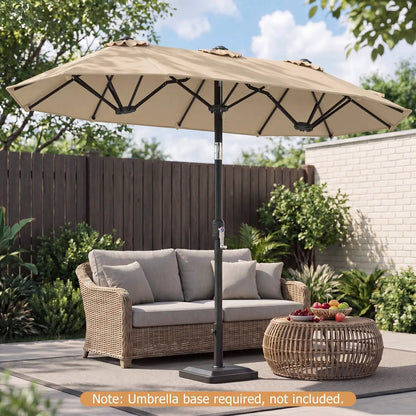 Double Sided Patio Umbrella Adjustable Tilt Crank
