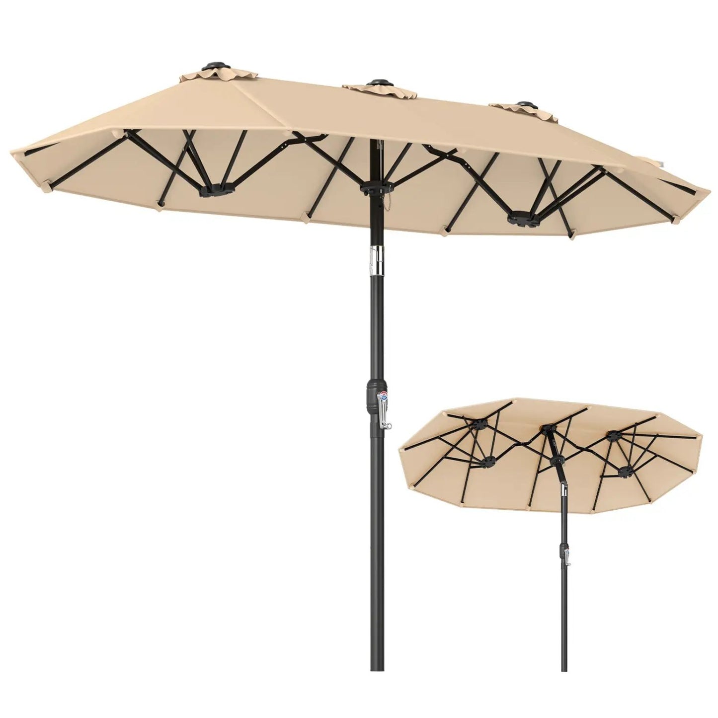 Double Sided Patio Umbrella Adjustable Tilt Crank