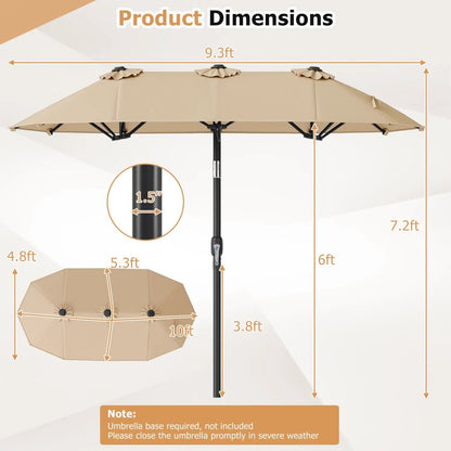 Double Sided Patio Umbrella Adjustable Tilt Crank