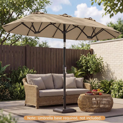 Double Sided Patio Umbrella Adjustable Tilt Crank