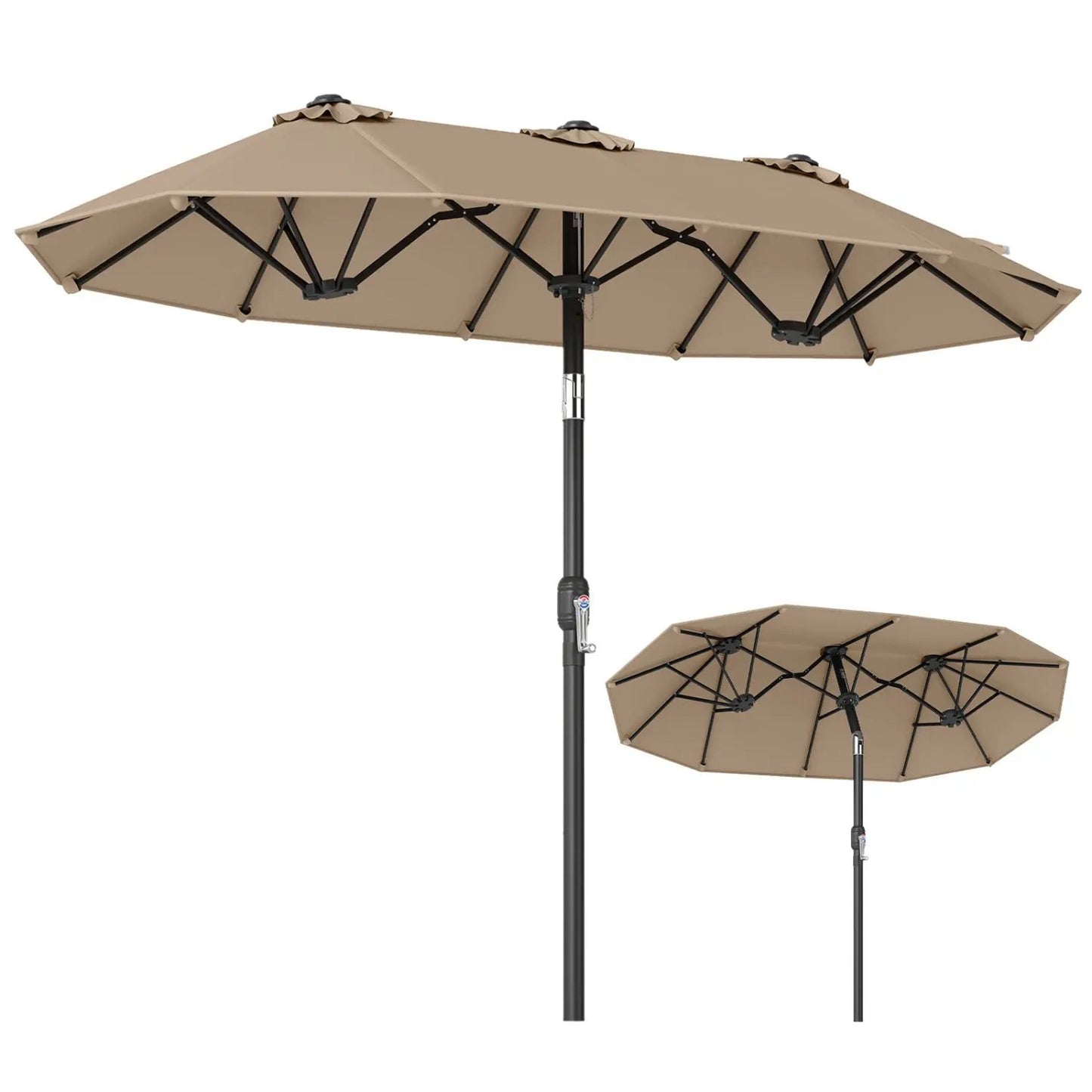 Double Sided Patio Umbrella Adjustable Tilt Crank
