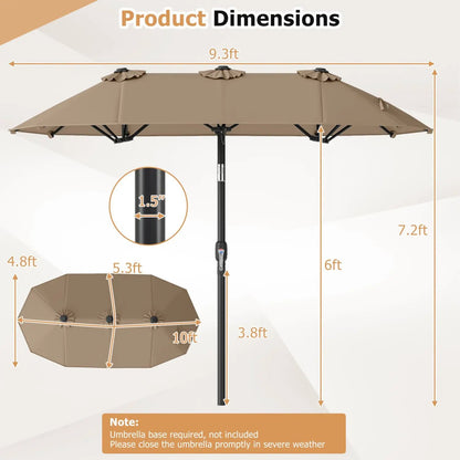 Double Sided Patio Umbrella Adjustable Tilt Crank