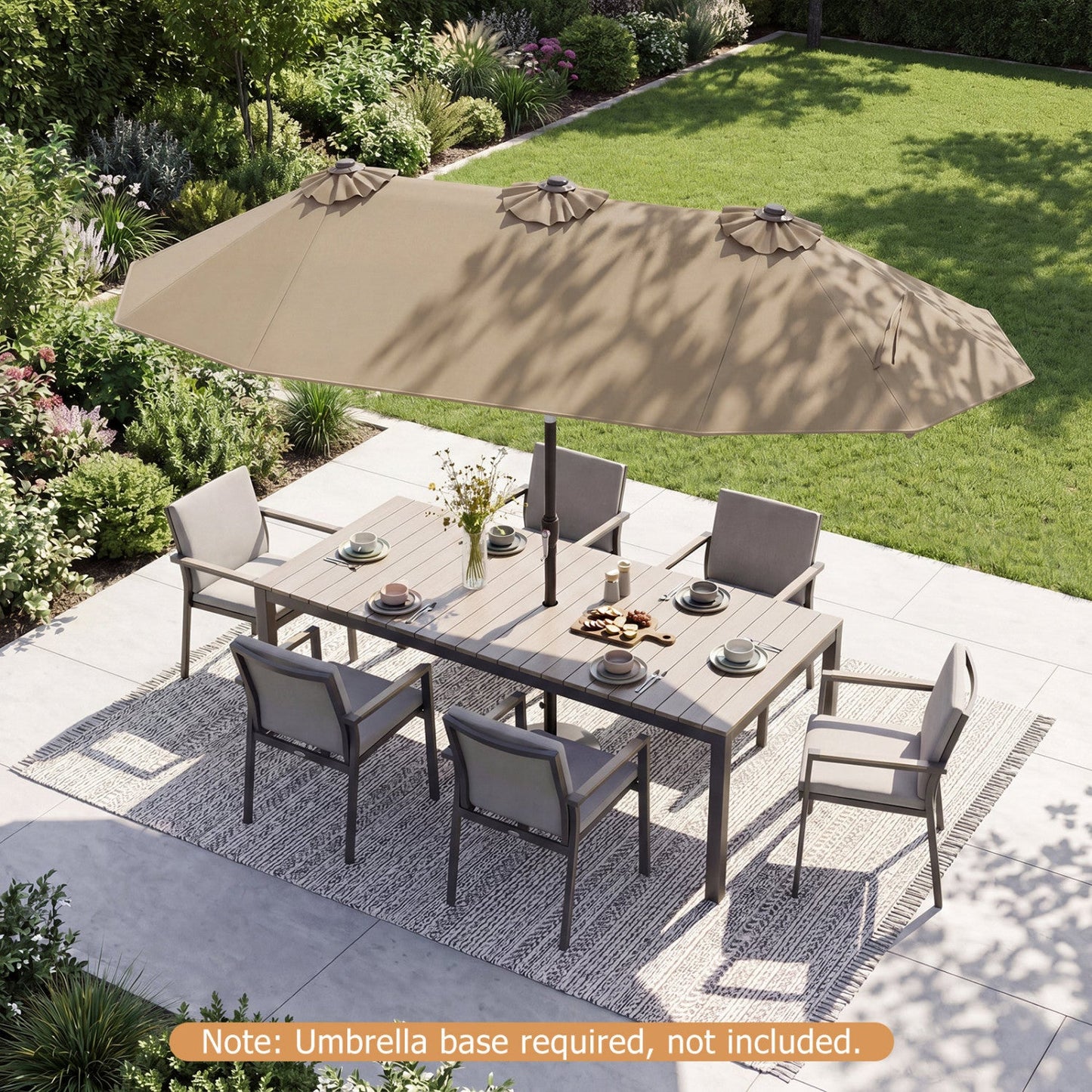 Double Sided Patio Umbrella Adjustable Tilt Crank