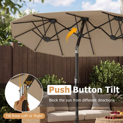 Double Sided Patio Umbrella Adjustable Tilt Crank