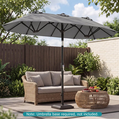 Double Sided Patio Umbrella Adjustable Tilt Crank