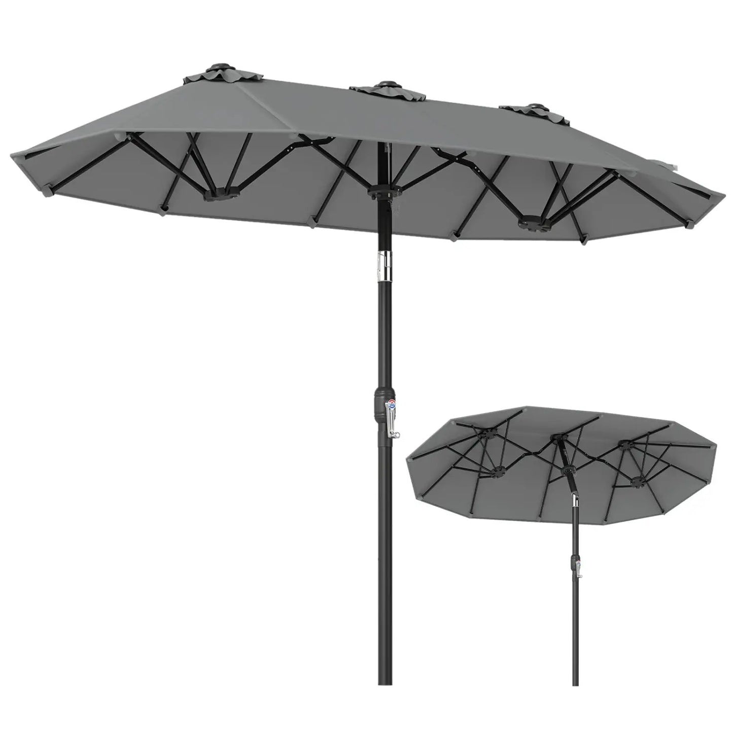 Double Sided Patio Umbrella Adjustable Tilt Crank