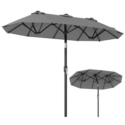 Double Sided Patio Umbrella Adjustable Tilt Crank