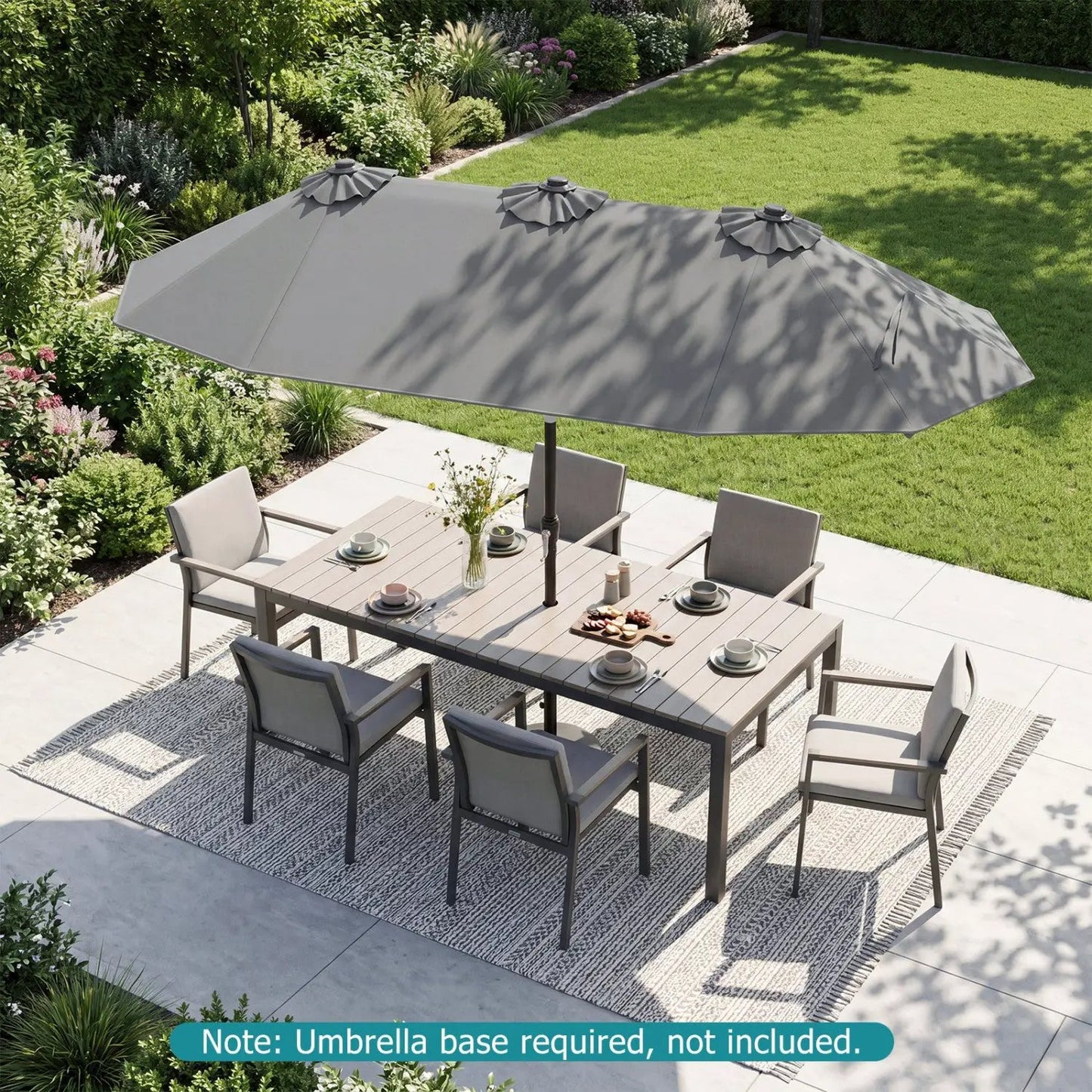 Double Sided Patio Umbrella Adjustable Tilt Crank