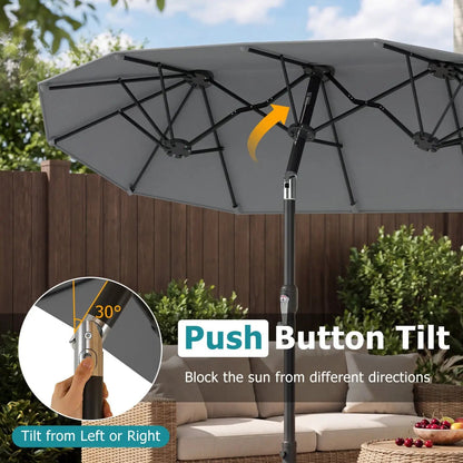 Double Sided Patio Umbrella Adjustable Tilt Crank