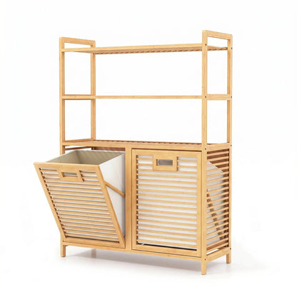 Double Tilt Out Laundry Hamper With 3 Shelves