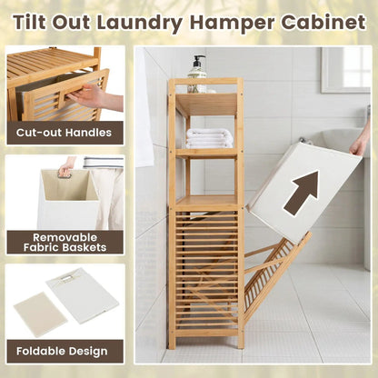 Double Tilt Out Laundry Hamper With 3 Shelves