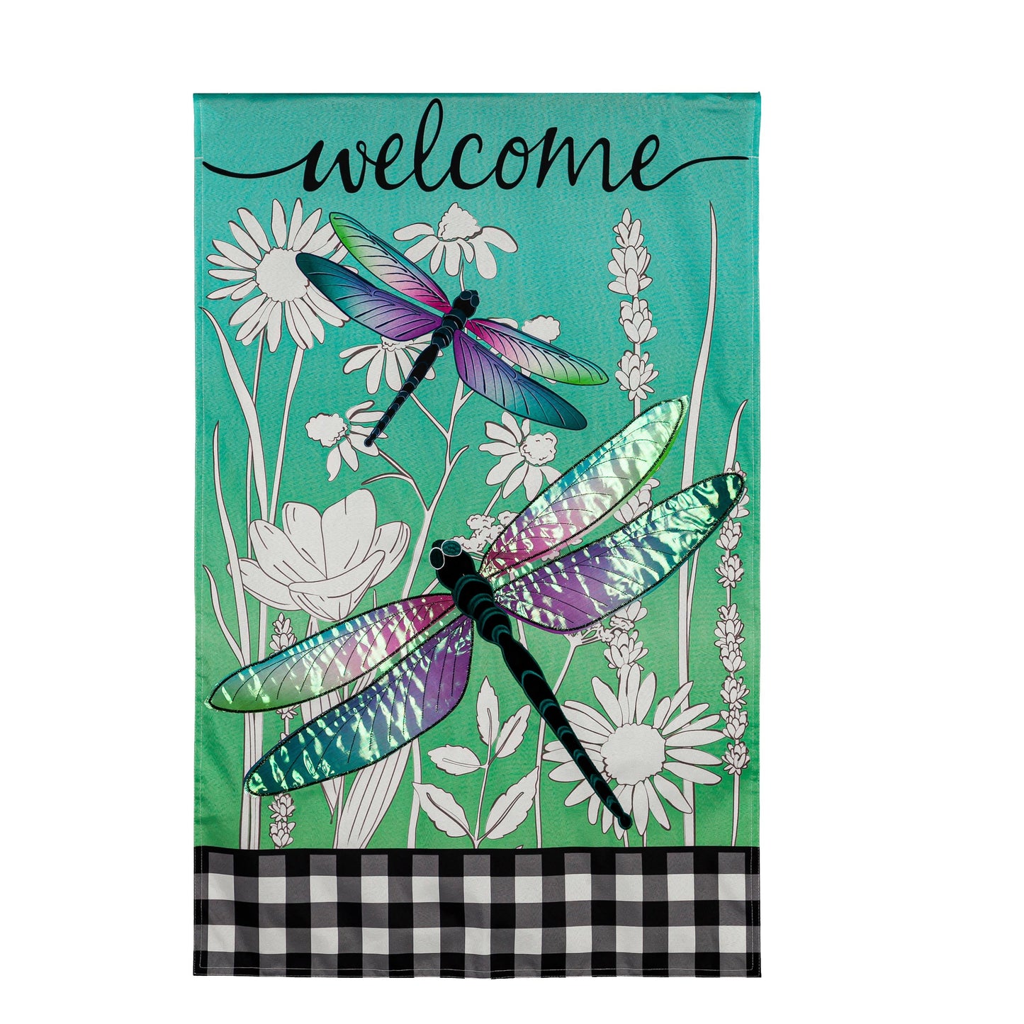 Dragonflies and Wildflowers House Linen Flag - Tampa Home & Garden Store