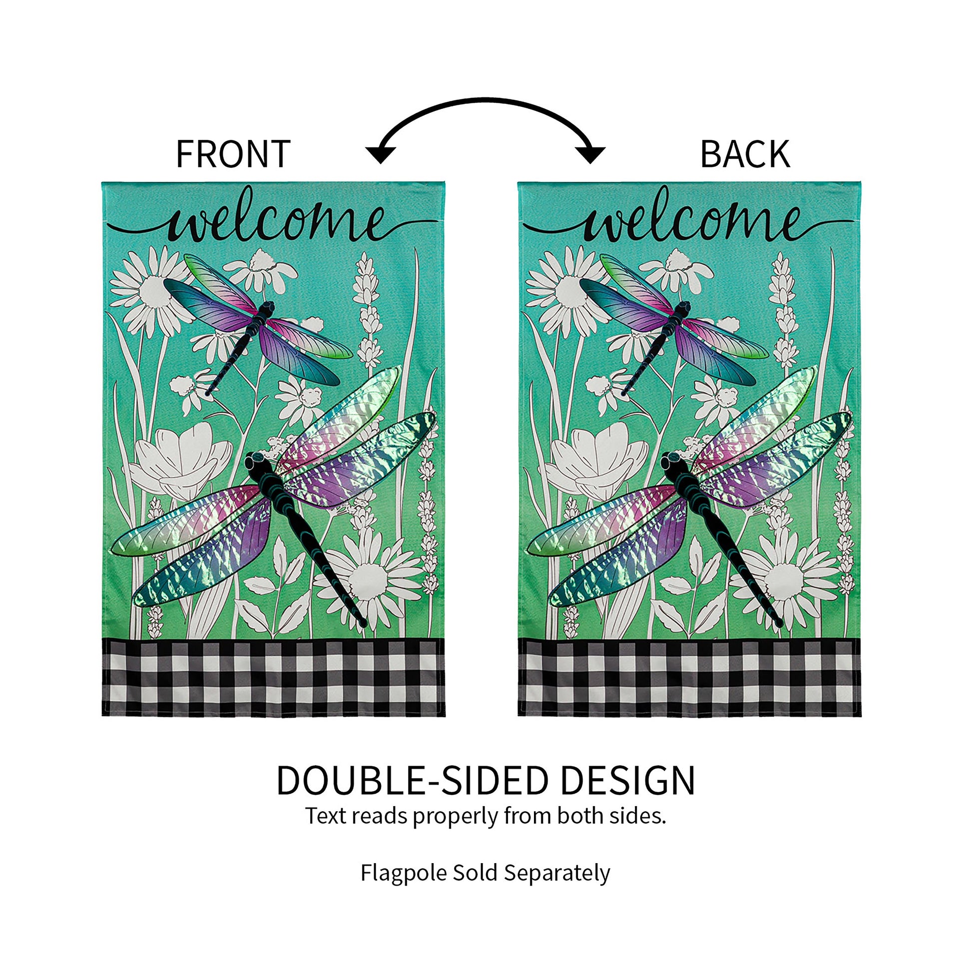 Dragonflies and Wildflowers House Linen Flag - Tampa Home & Garden Store