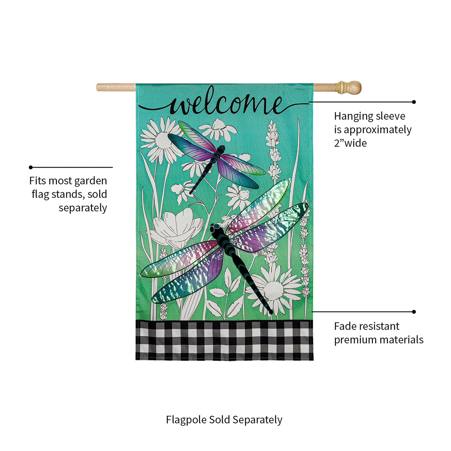 Dragonflies and Wildflowers House Linen Flag - Tampa Home & Garden Store
