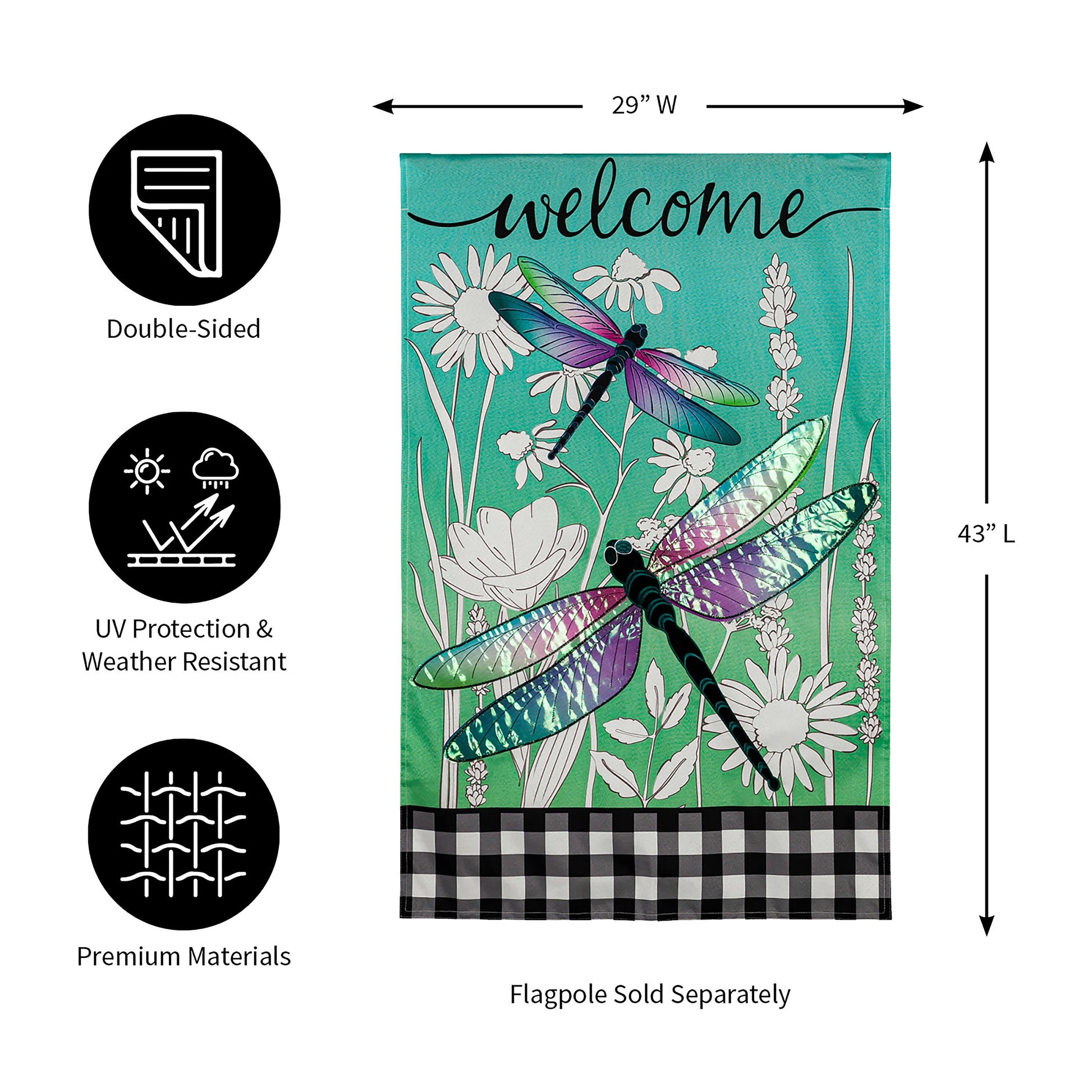 Dragonflies and Wildflowers House Linen Flag - Tampa Home & Garden Store
