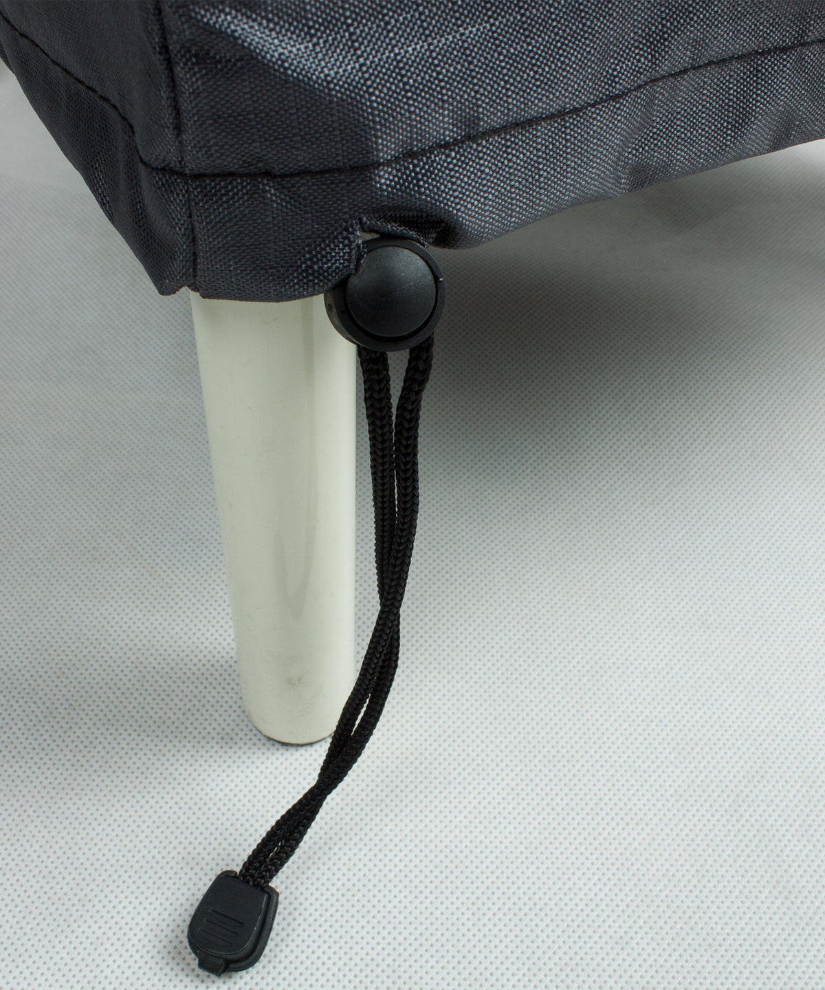 Chair Cover Medium outdoor fabric with dark gray woven texture and drawcord toggle at leg on Tampa Home & Garden Store
