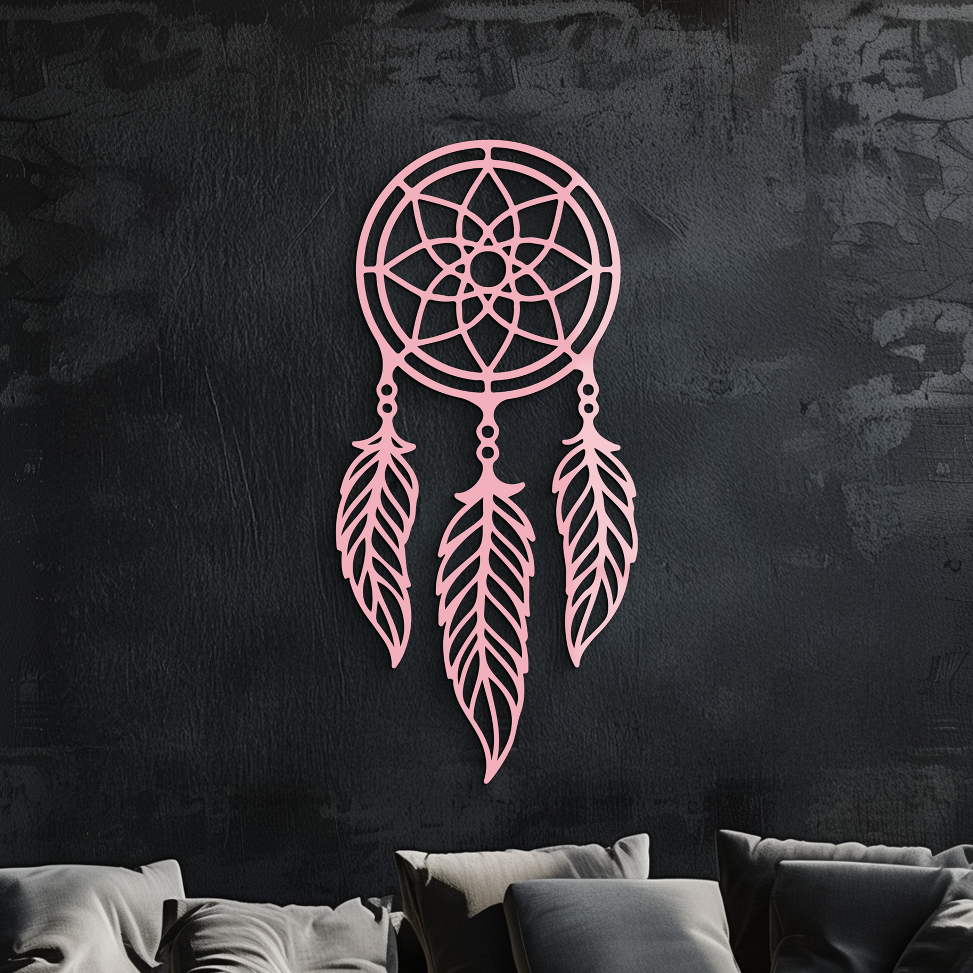 Dreamcatcher Silhouette Metal Wall Art – Boho Feather Design - KAFGP065 - Tampa Home & Garden Store