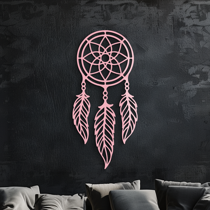 Dreamcatcher Silhouette Metal Wall Art – Boho Feather Design - KAFGP065 - Tampa Home & Garden Store