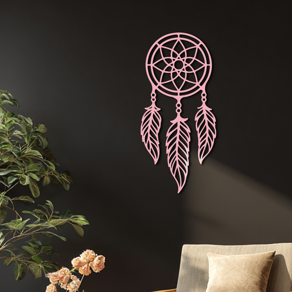 Dreamcatcher Silhouette Metal Wall Art – Boho Feather Design - KAFGP065 - Tampa Home & Garden Store