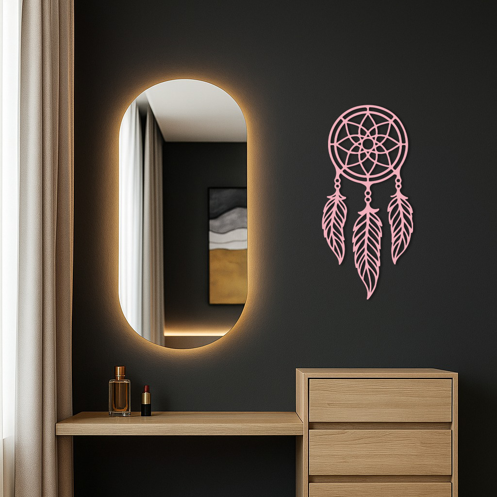 Dreamcatcher Silhouette Metal Wall Art – Boho Feather Design - KAFGP065 - Tampa Home & Garden Store