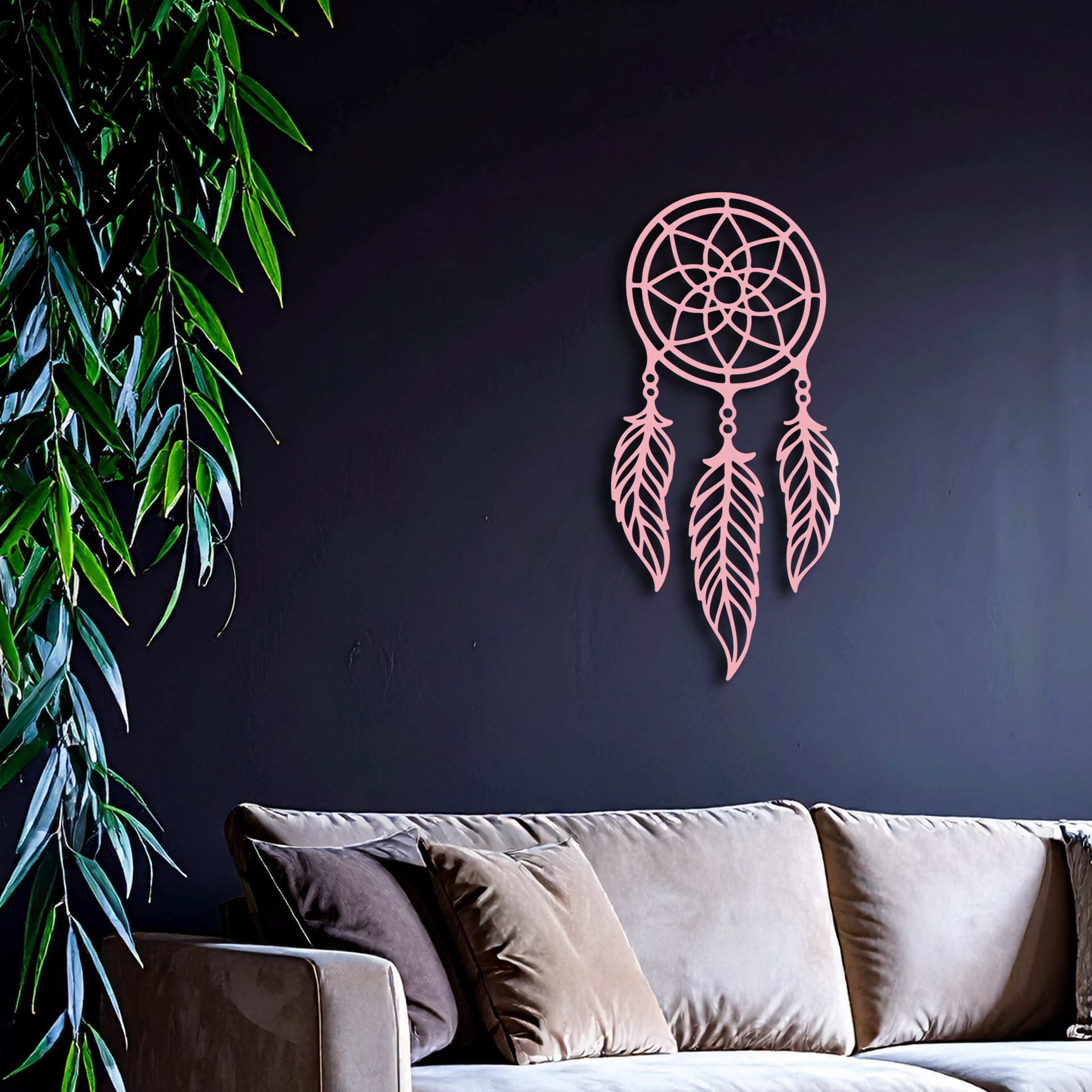 Dreamcatcher Silhouette Metal Wall Art – Boho Feather Design - KAFGP065 - Tampa Home & Garden Store