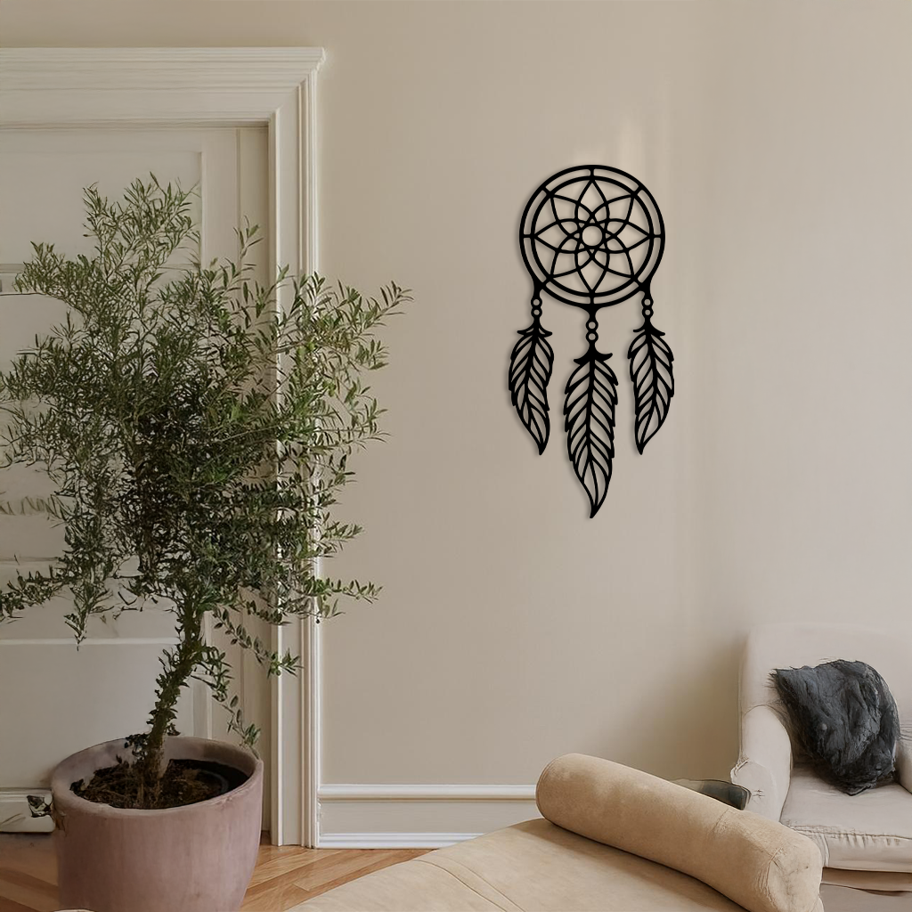 Dreamcatcher Silhouette Metal Wall Art – Boho Feather Design - KAFGP065 - Tampa Home & Garden Store
