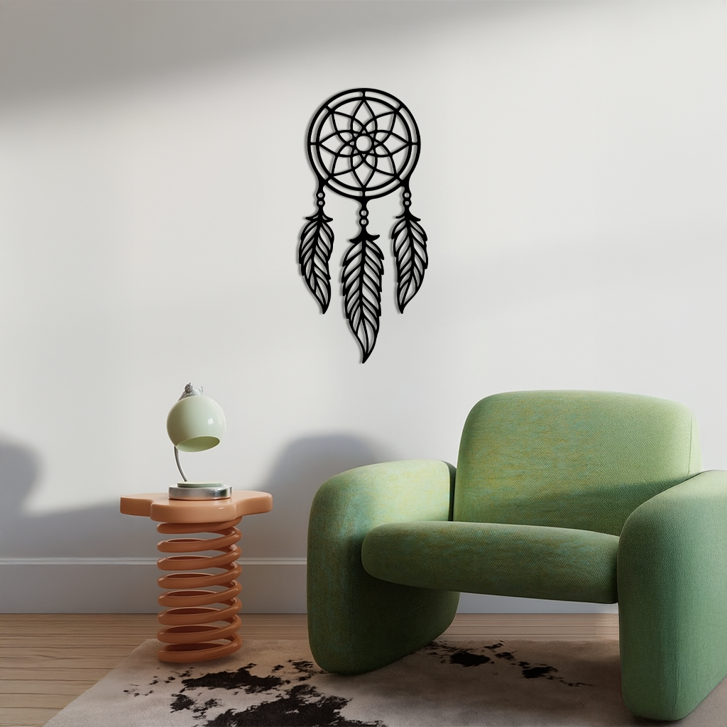 Dreamcatcher Silhouette Metal Wall Art – Boho Feather Design - KAFGP065 - Tampa Home & Garden Store