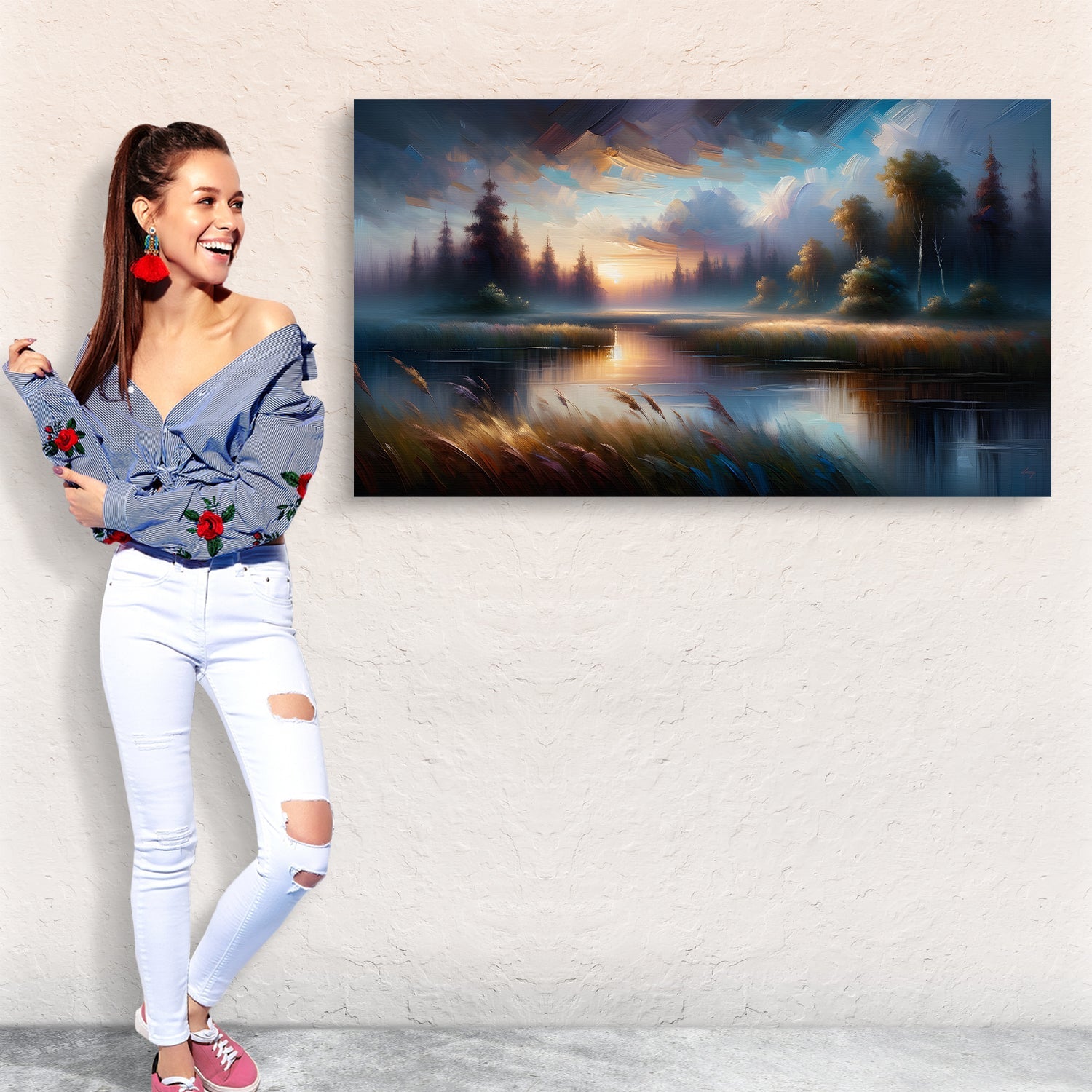 Canvas Print Dreaming Dusk by Tailored Canvases, lakeside sunset on crafting canvas on Tampa Home & Garden Store