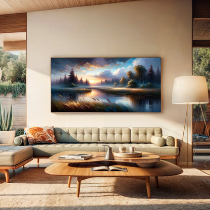 Canvas Print Dreaming Dusk by Tailored Canvases, blue sunset lake landscape on wall on Tampa Home & Garden Store