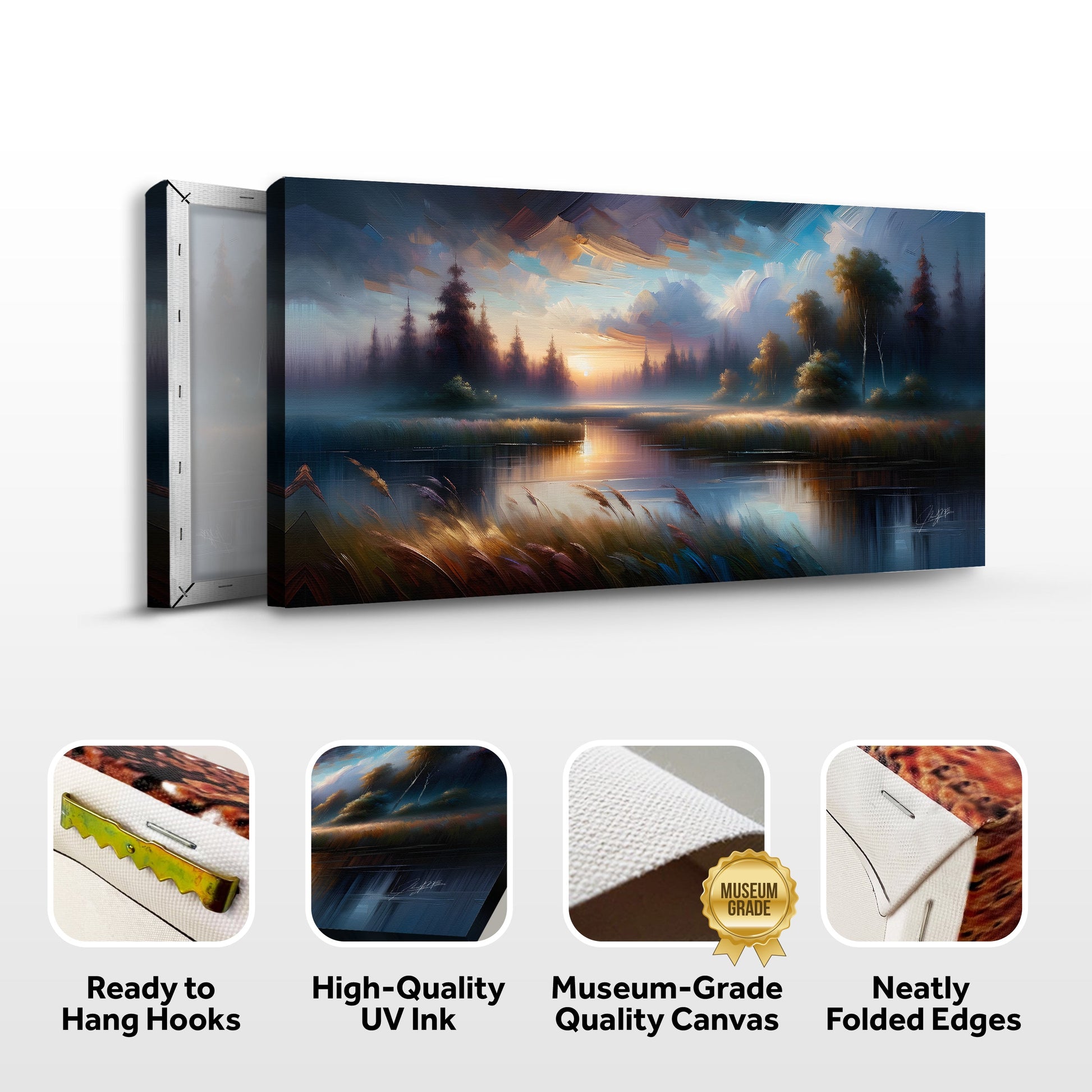 Canvas Print Dreaming Dusk by Tailored Canvases; sunset over lake, pine trees on Tampa Home & Garden Store