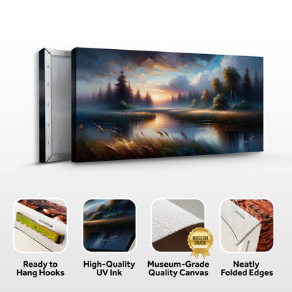 Canvas Print Dreaming Dusk by Tailored Canvases; sunset over lake, pine trees on Tampa Home & Garden Store