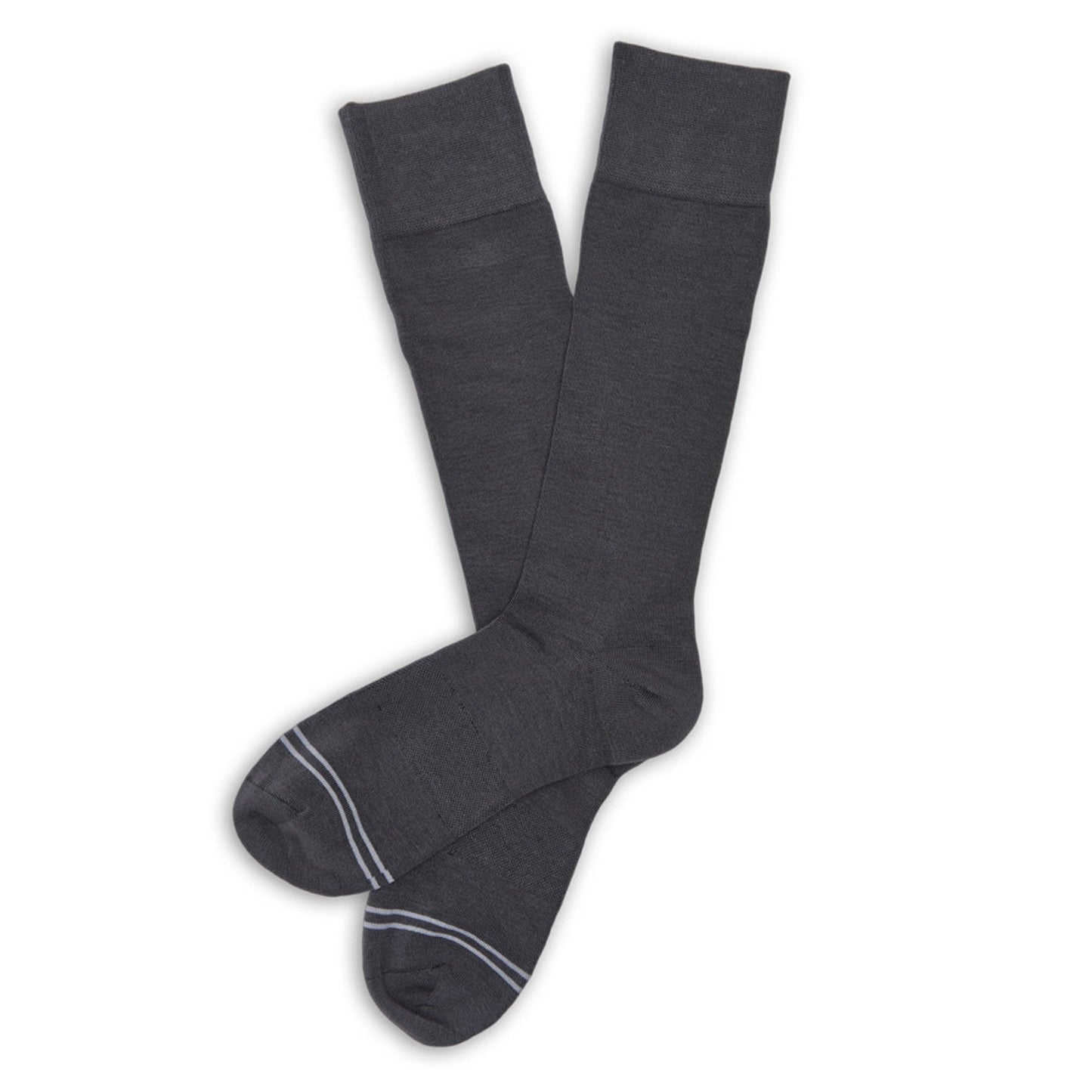 Asher 6-Pack charcoal dress socks, crew-length with subtle light-gray toe stripes on Tampa Home & Garden Store