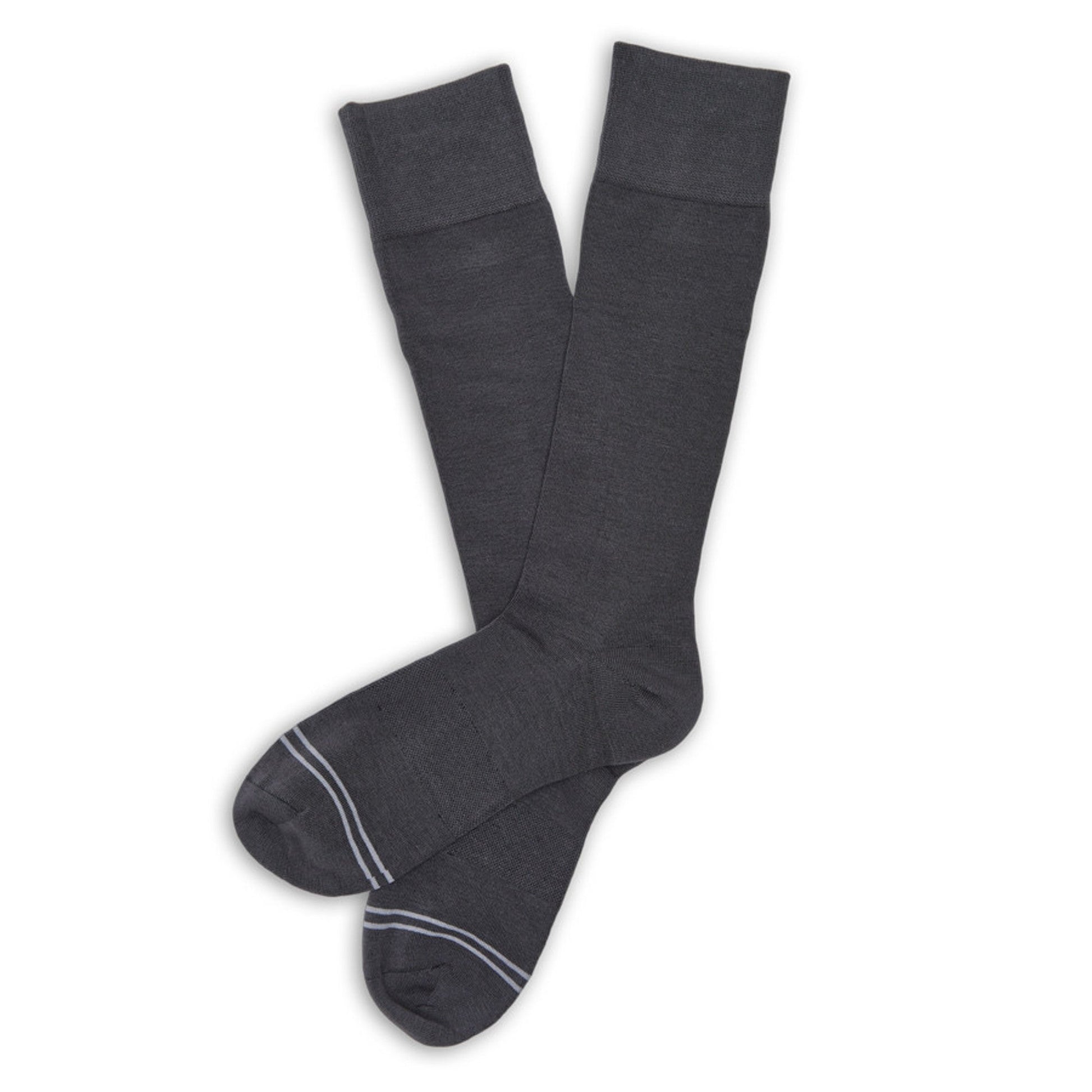 Asher 6-Pack charcoal dress socks, crew-length with subtle light-gray toe stripes on Tampa Home & Garden Store