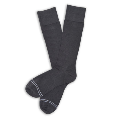 Asher 6-Pack charcoal dress socks, crew-length with subtle light-gray toe stripes on Tampa Home & Garden Store