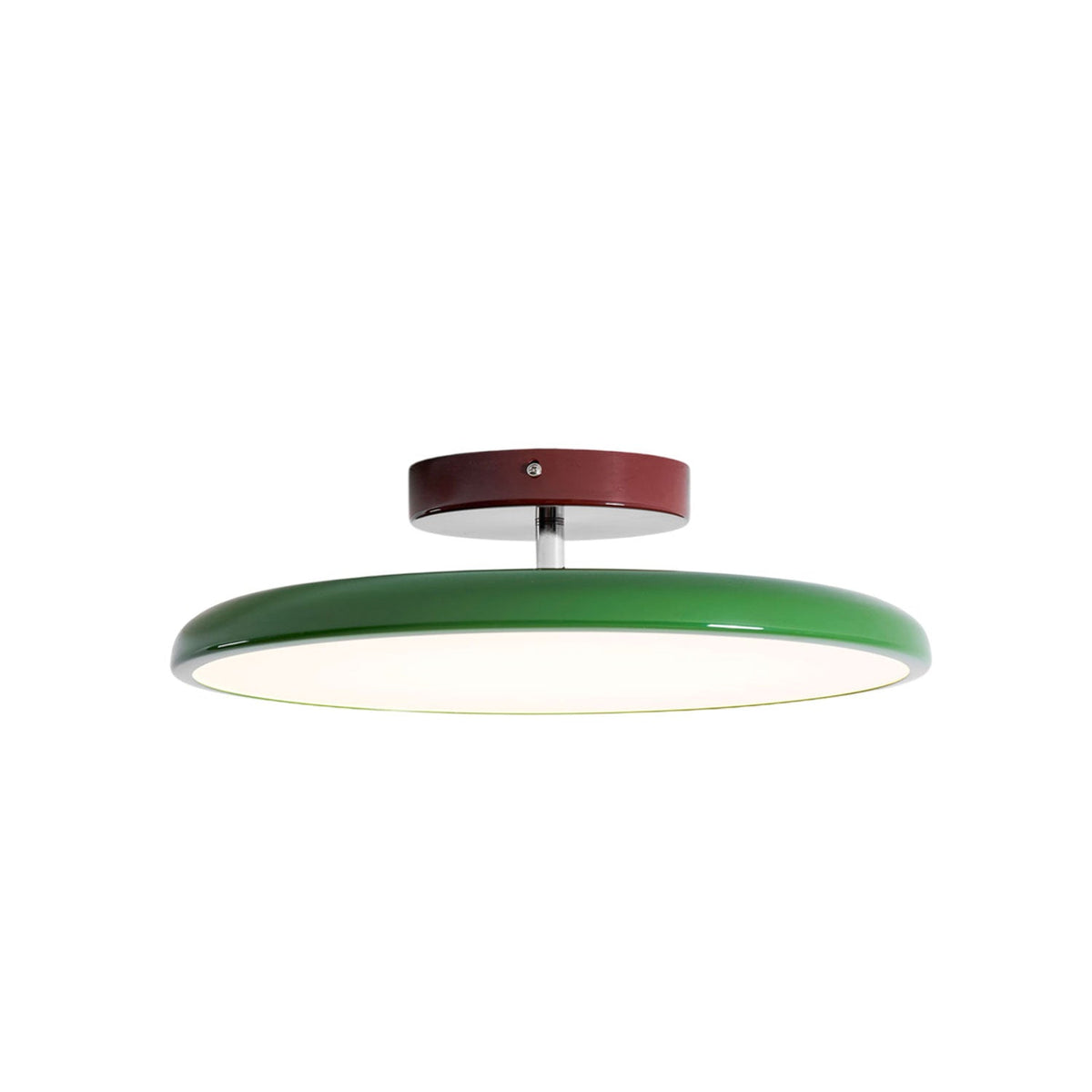 Orbitra flush mount LED ceiling light with green circular rim white diffuser swivel arm on Tampa Home & Garden Store