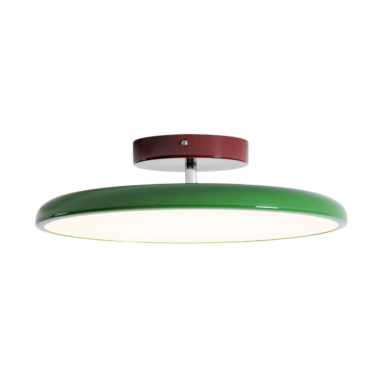 Orbitra green circular LED flush mount ceiling light with swivel arm and white diffuser on Tampa Home & Garden Store