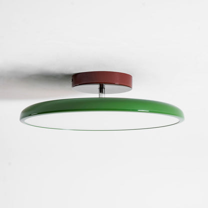 Orbitra flush mount LED ceiling light with swivel arm, green circular ring, dimmable on Tampa Home & Garden Store