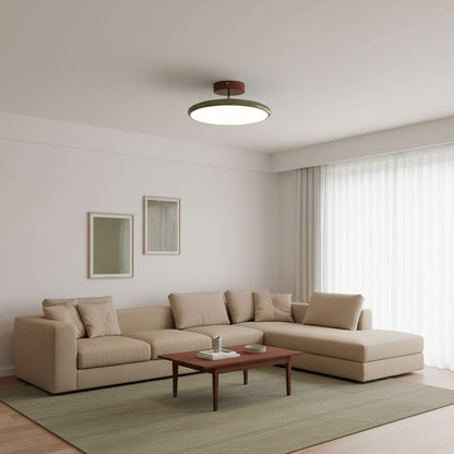 Orbitra Flush Mount LED Ceiling Light with Swivel Arm, dimmable olive-green rim by Moktan Sabai on Tampa Home & Garden Store