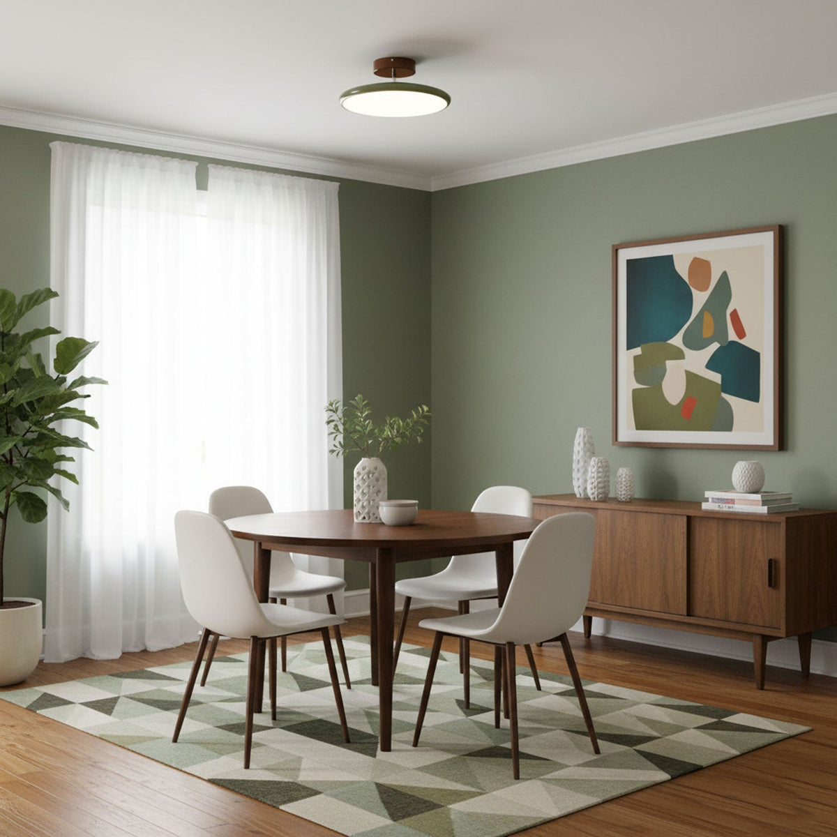Orbitra flush mount LED ceiling light with swivel arm in green, dimmable Moktan Sabai on Tampa Home & Garden Store
