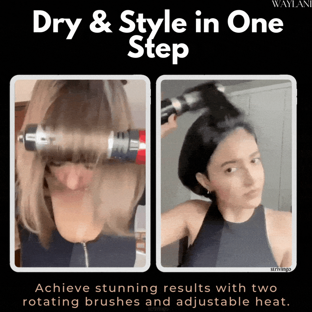 Ionic Rotating Hot Air Brush Hair Styler Dryer with 2 Brush Heads