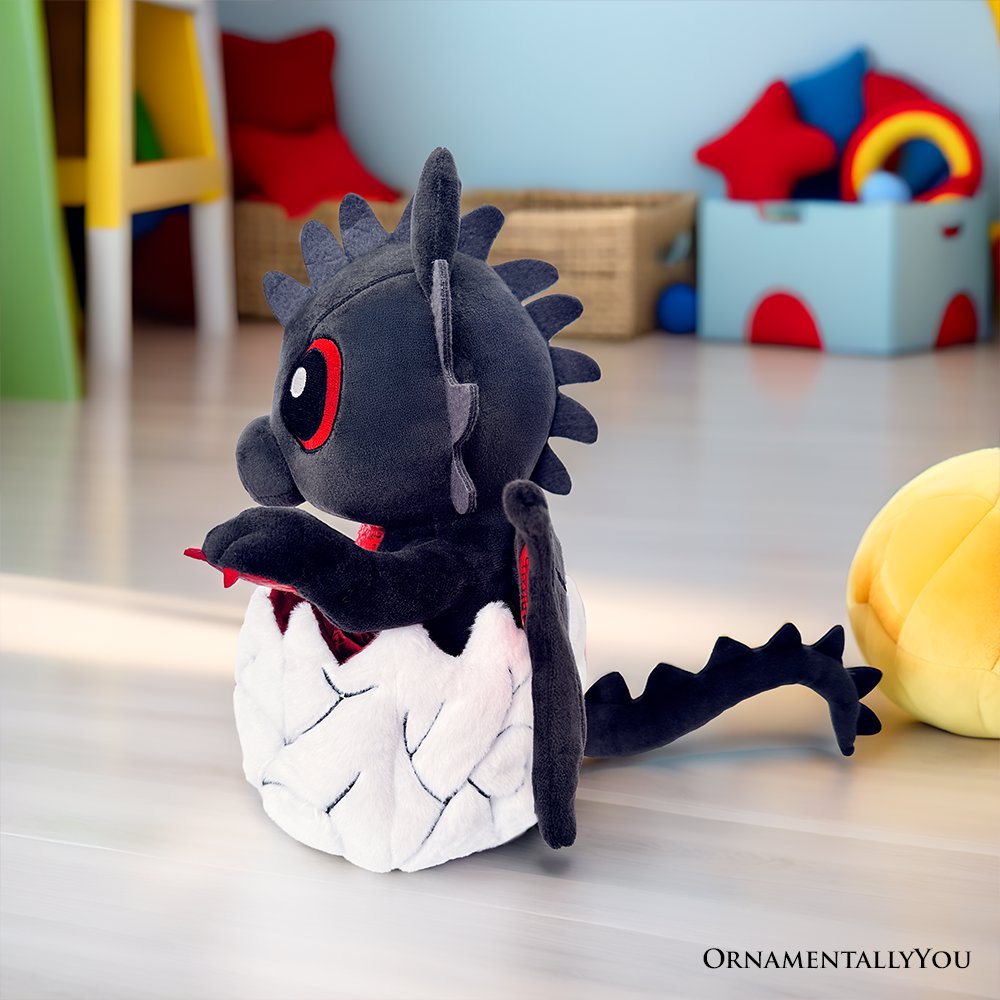 Drogo the Dino in an Egg Plushie, 12" Black and Red Dinosaur Stuffed Animal Gift for Boys and Teens - Tampa Home & Garden Store