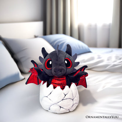 Drogo the Dino in an Egg Plushie, 12" Black and Red Dinosaur Stuffed Animal Gift for Boys and Teens - Tampa Home & Garden Store