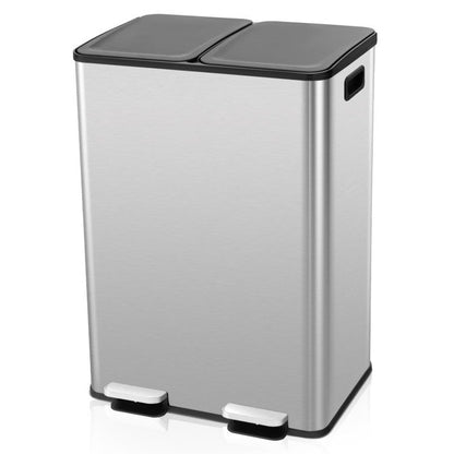 Dual 8-Gallon Step Trash Can Recycle Bin Food Waste Kitchen Compost Container - Tampa Home & Garden Store