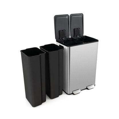 Dual 8-Gallon Step Trash Can Recycle Bin Food Waste Kitchen Compost Container - Tampa Home & Garden Store