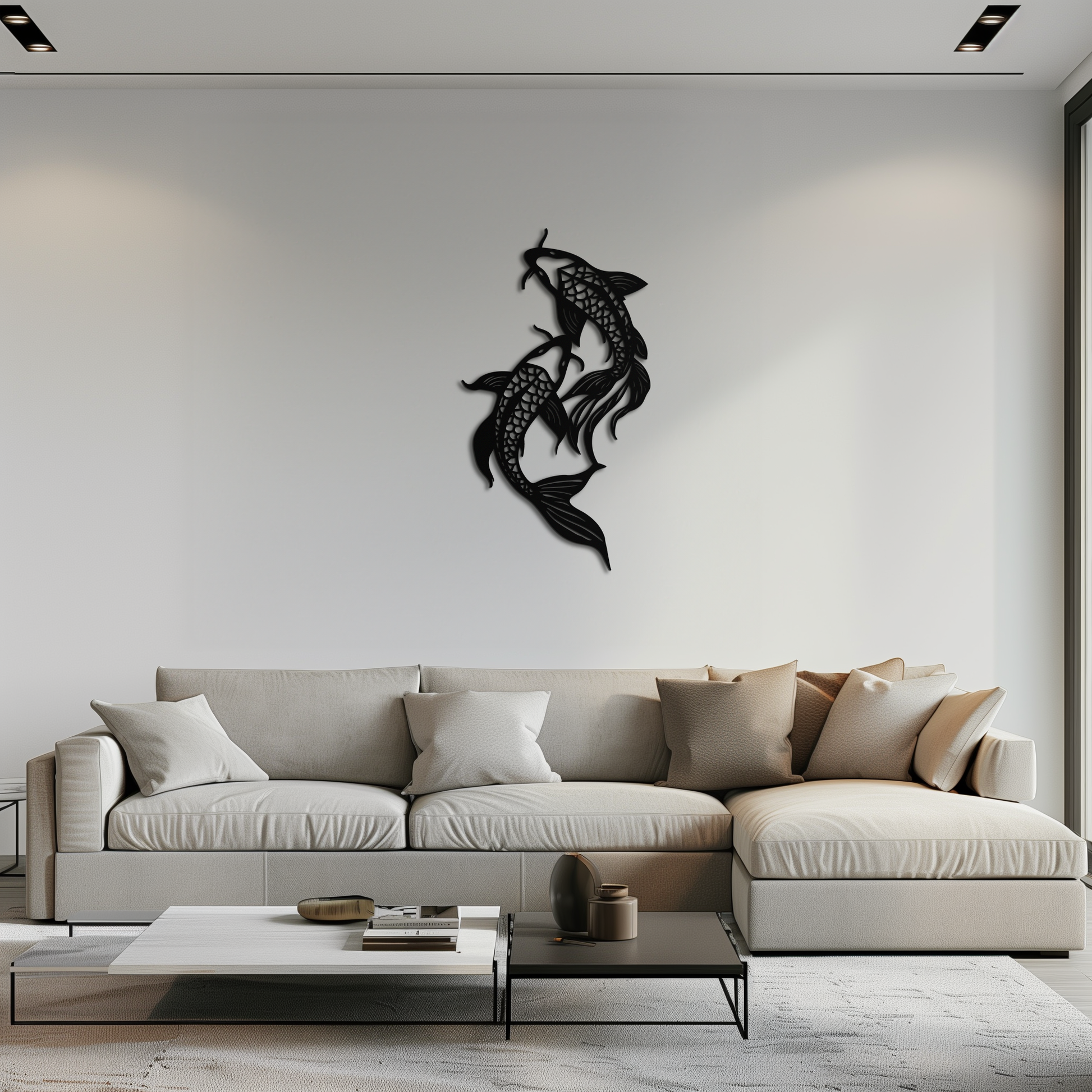 Dual Fish Metal Wall Art – Nature-Inspired Aquatic Silhouette for Modern Interiors- KAF653 - Tampa Home & Garden Store