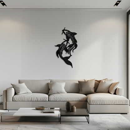 Dual Fish Metal Wall Art – Nature-Inspired Aquatic Silhouette for Modern Interiors- KAF653 - Tampa Home & Garden Store
