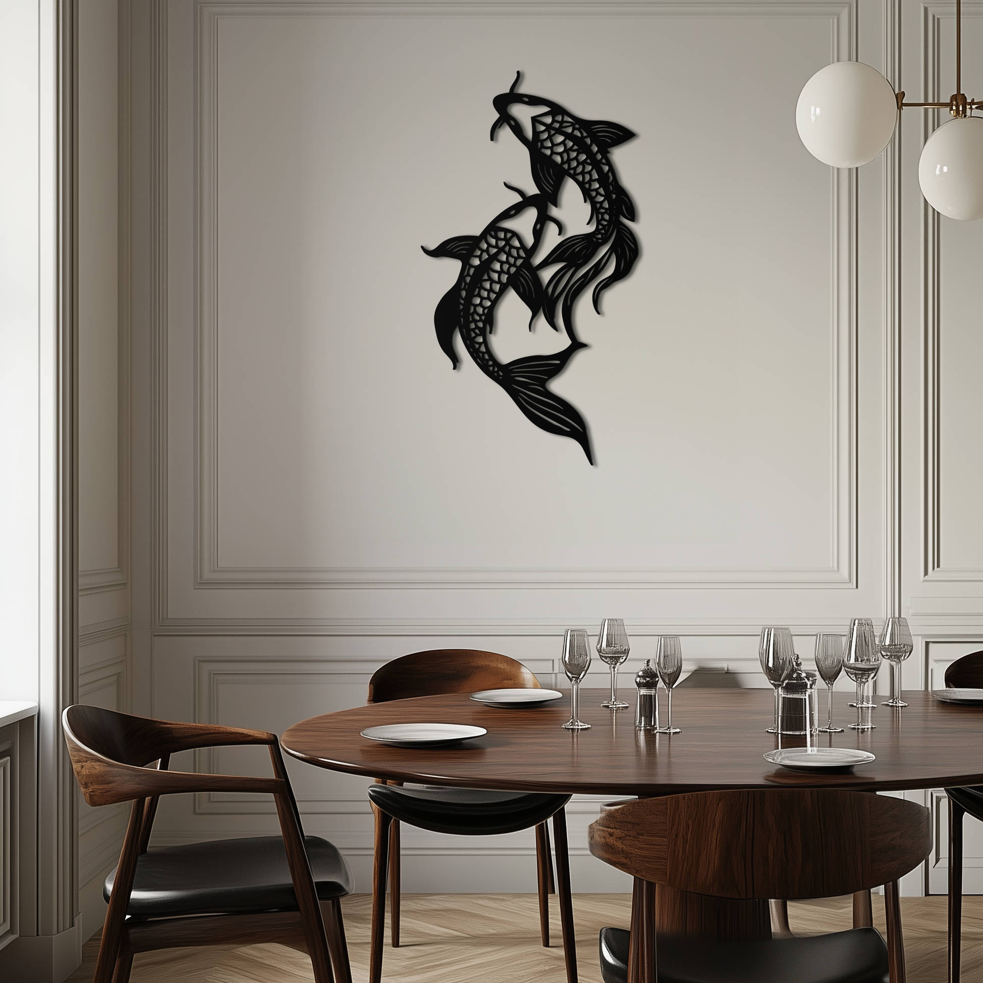Dual Fish Metal Wall Art – Nature-Inspired Aquatic Silhouette for Modern Interiors- KAF653 - Tampa Home & Garden Store