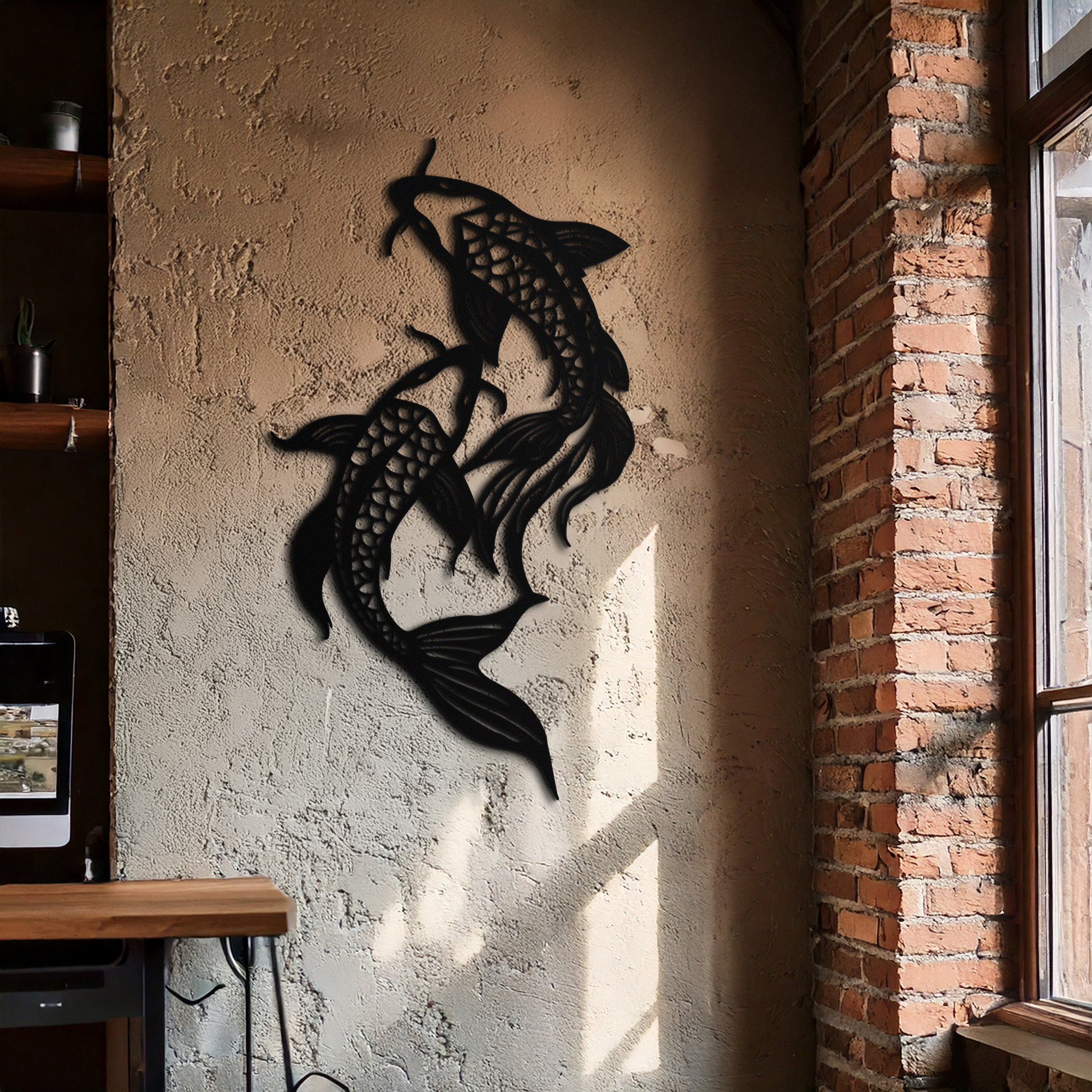 Dual Fish Metal Wall Art – Nature-Inspired Aquatic Silhouette for Modern Interiors- KAF653 - Tampa Home & Garden Store