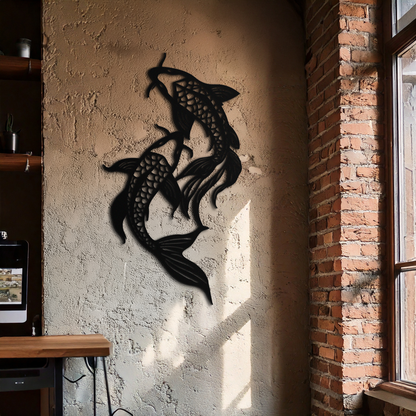 Dual Fish Metal Wall Art – Nature-Inspired Aquatic Silhouette for Modern Interiors- KAF653 - Tampa Home & Garden Store